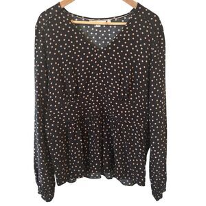 Boden Womens Elise Spotted Blouse Polka Dot Top Size 12 Black VNeck Work Capsule